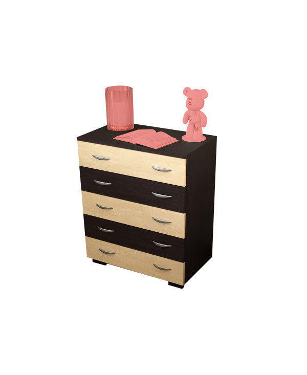 Comoda Alin 5 sertare wenge+mesteacan