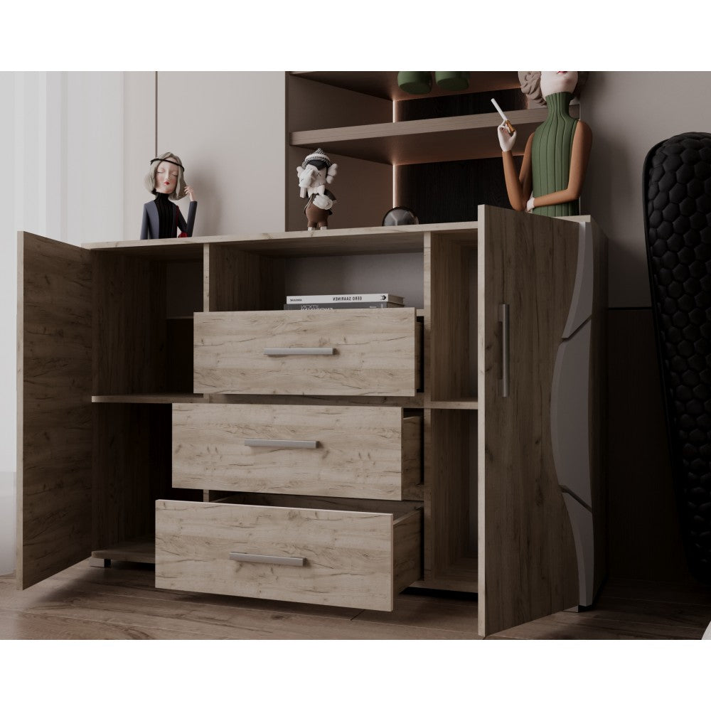 Comoda Laguna RO, 135x40x84 cm, Stejar K002