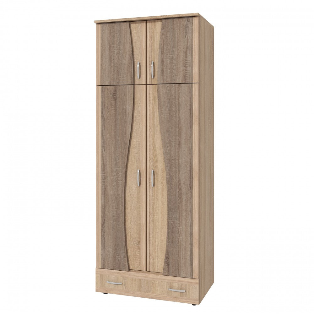 Dulap 2U S cu despartitor, 90x50x198cm, sonoma/truffe