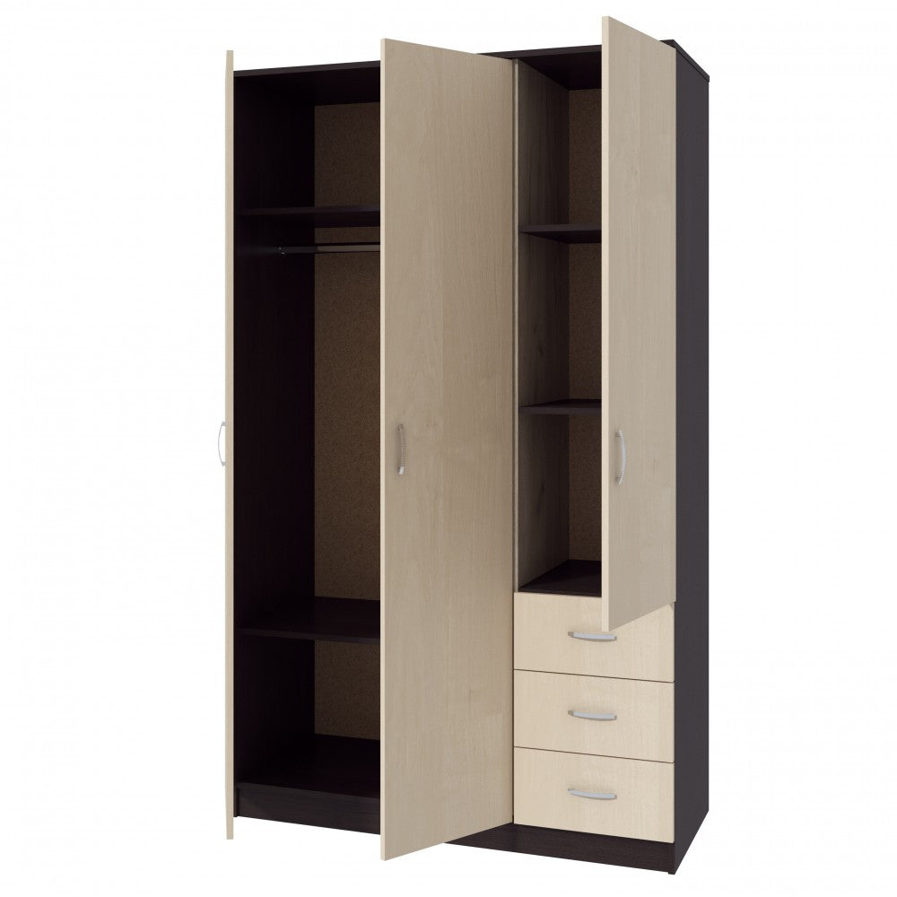 Dulap Ionut,120x50x200 cm, wenge/mesteacan