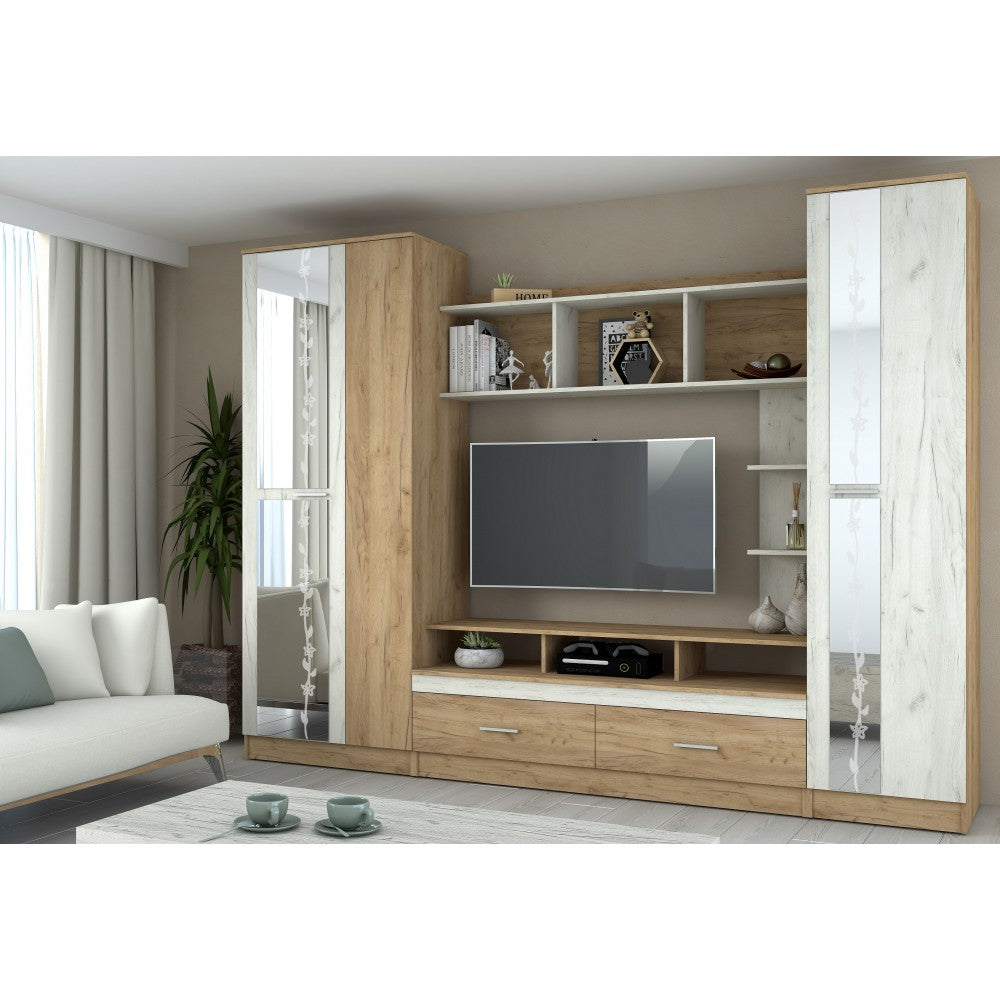 Set mobila living Atlantida RO, 280x53x213 cm, stejar k003/k001