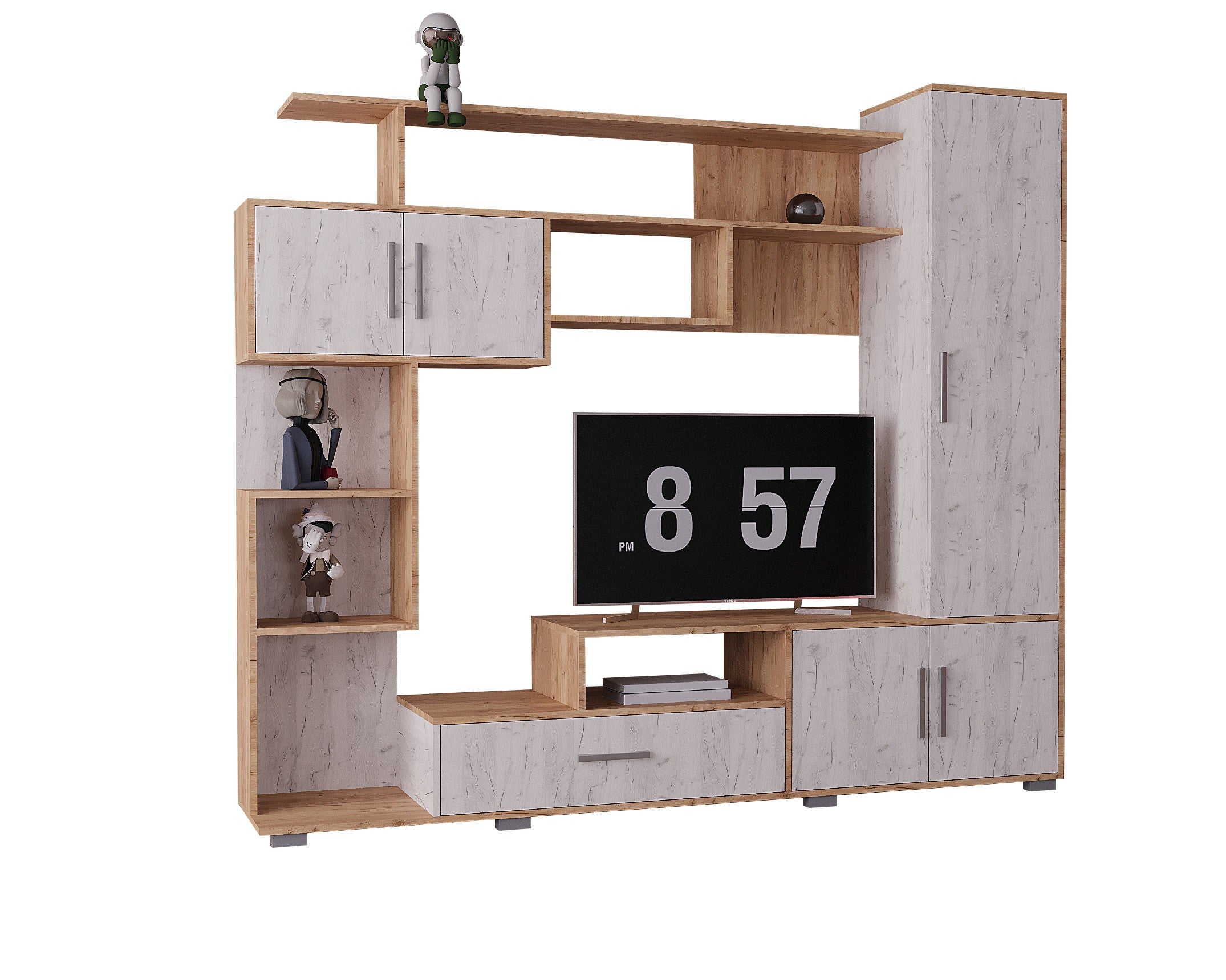 Set mobila living Pekin ro 210x40x179 cm,  k003/k001 stejar
