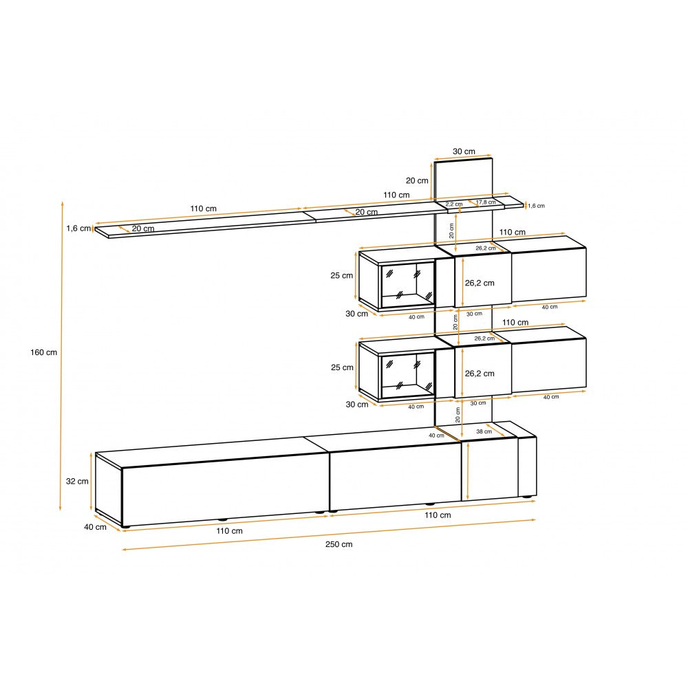 Living Quill alb lucios + nuc 250x40x160cm