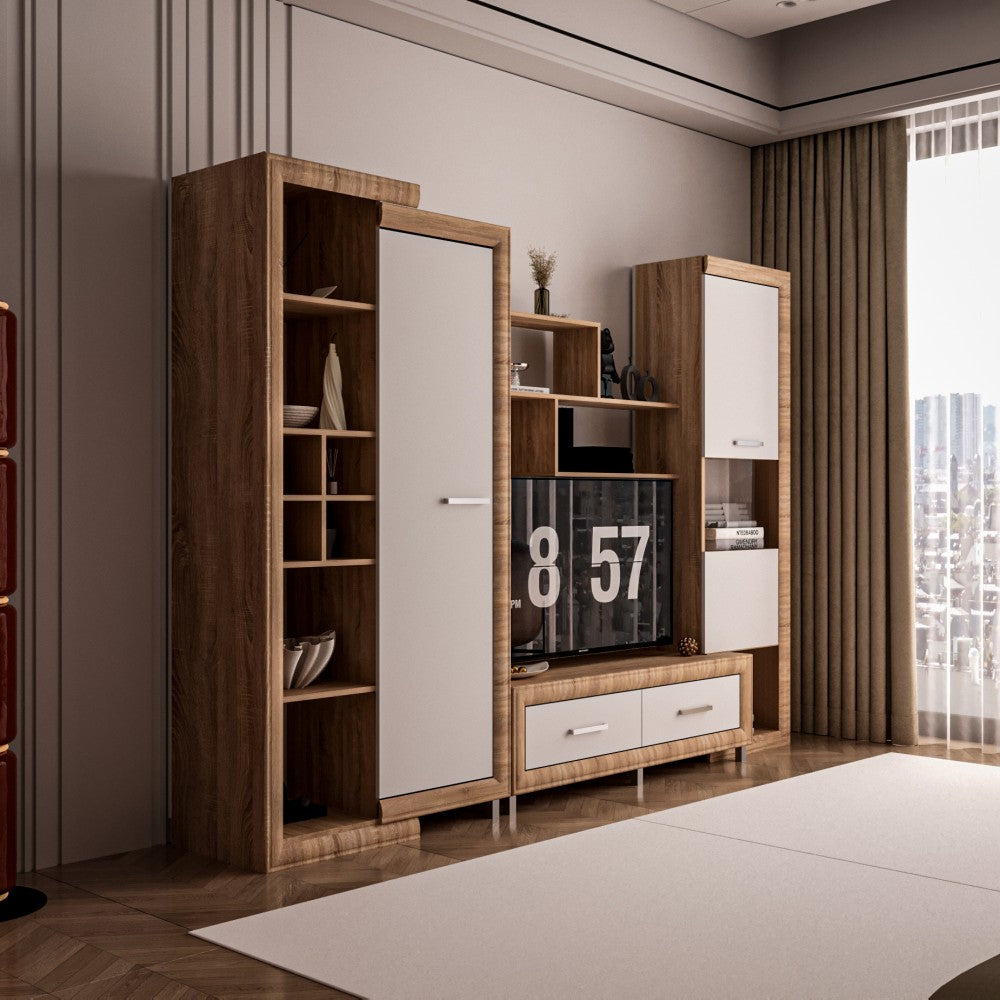 Living Sicilia 267X43X197cm sonoma+alb lucios