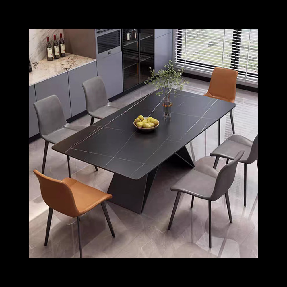 Set masa dining 608 marmura neagra cu 6 scaune