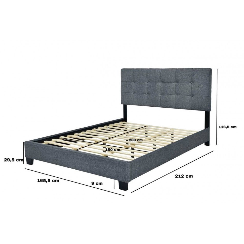 Pat tapitat Modern 160x200cm culoare Gri