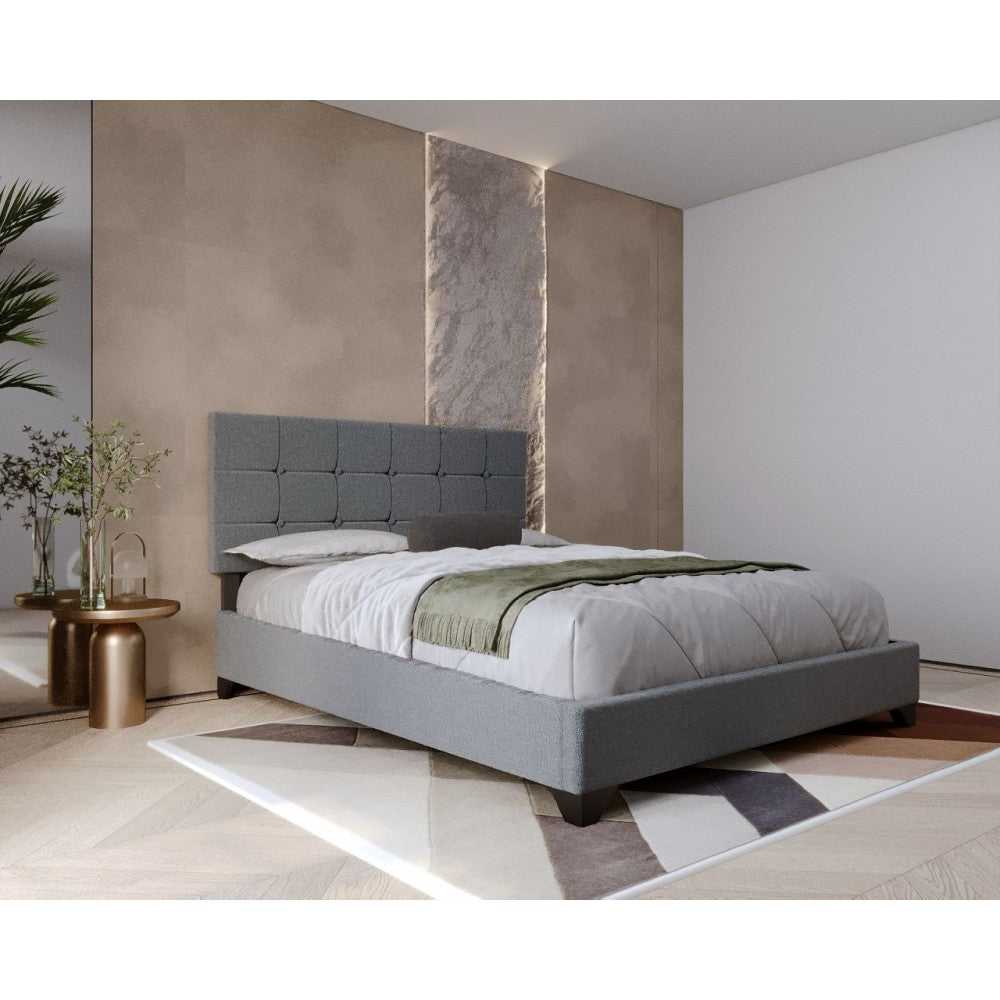 Pat tapitat Modern 90x200cm culoare Gri