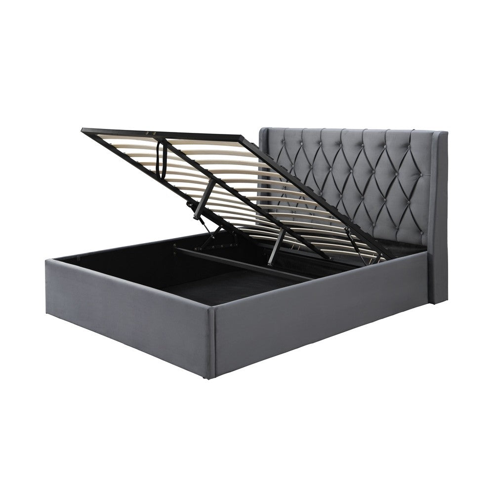 Pat tapitat Prestige 1 180x200 spatiu de depozitare culoare Gri